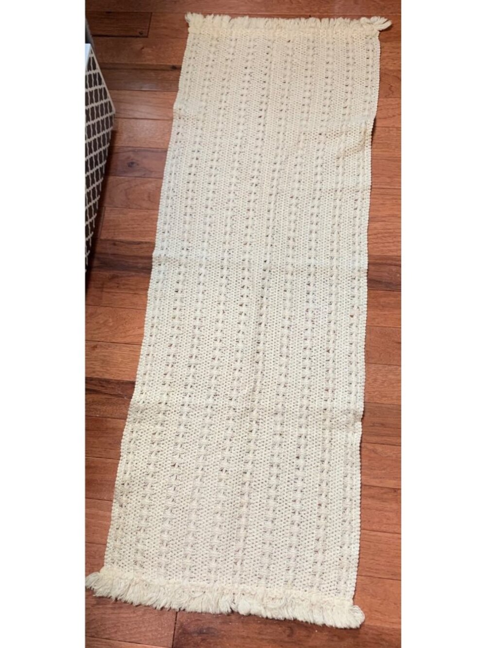 Handmade Beige Crochet Table Runner 38"x13"